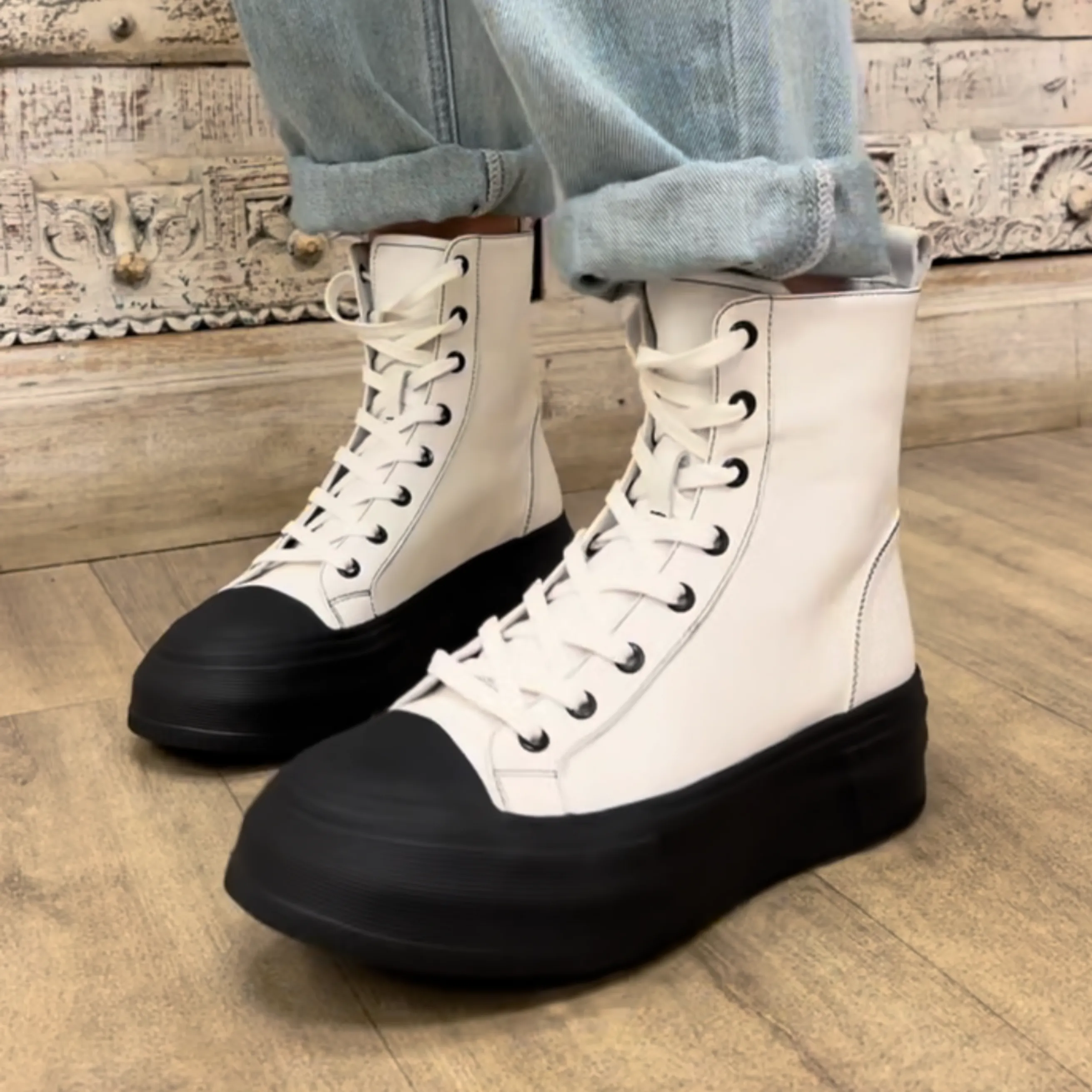 Aggie Sneaker - White Upper/Black Sole