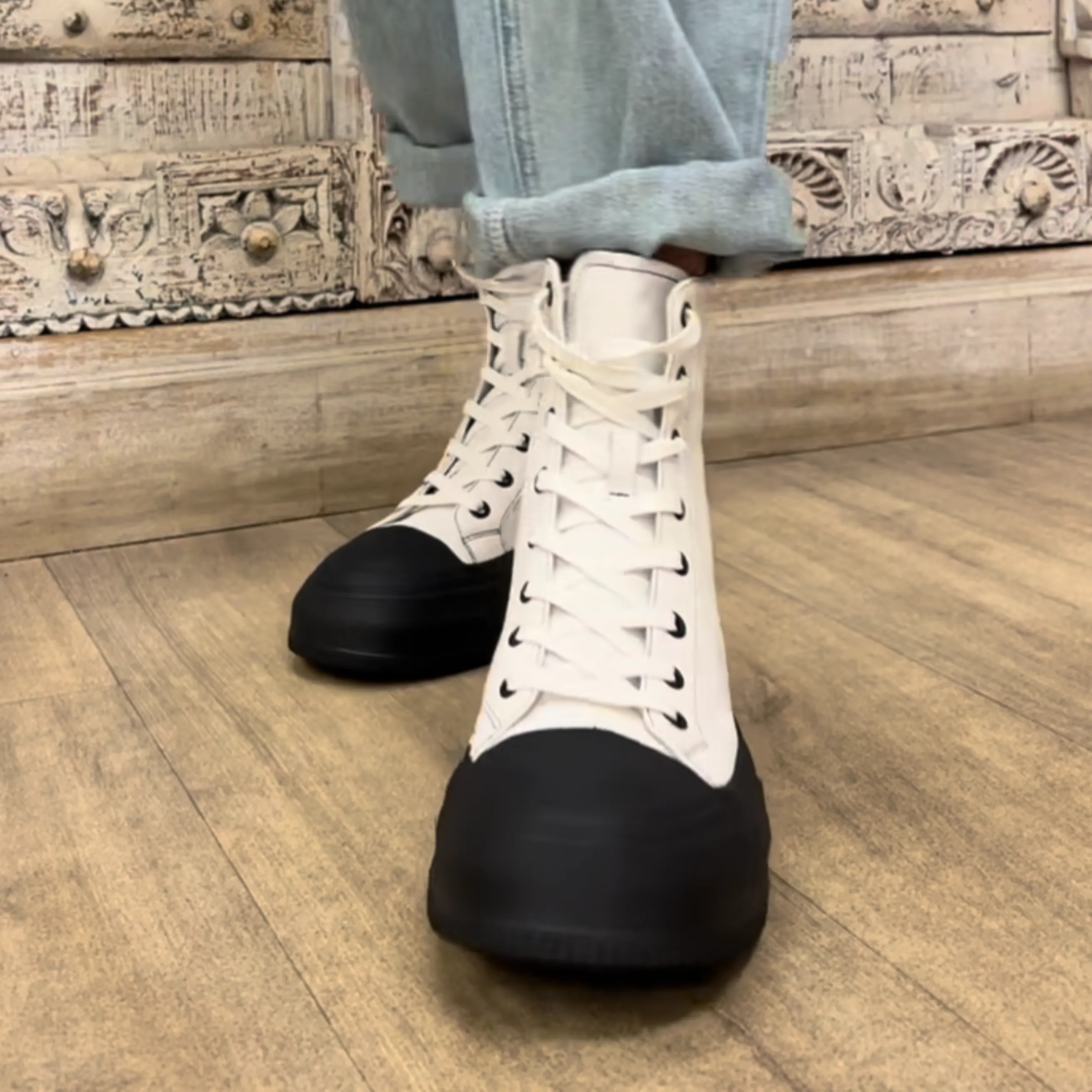 Aggie Sneaker - White Upper/Black Sole