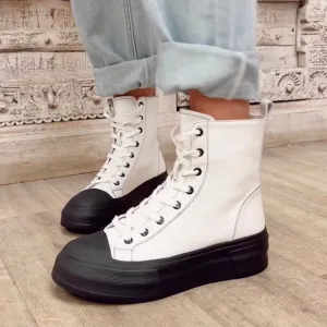 Aggie Sneaker - White Upper/Black Sole