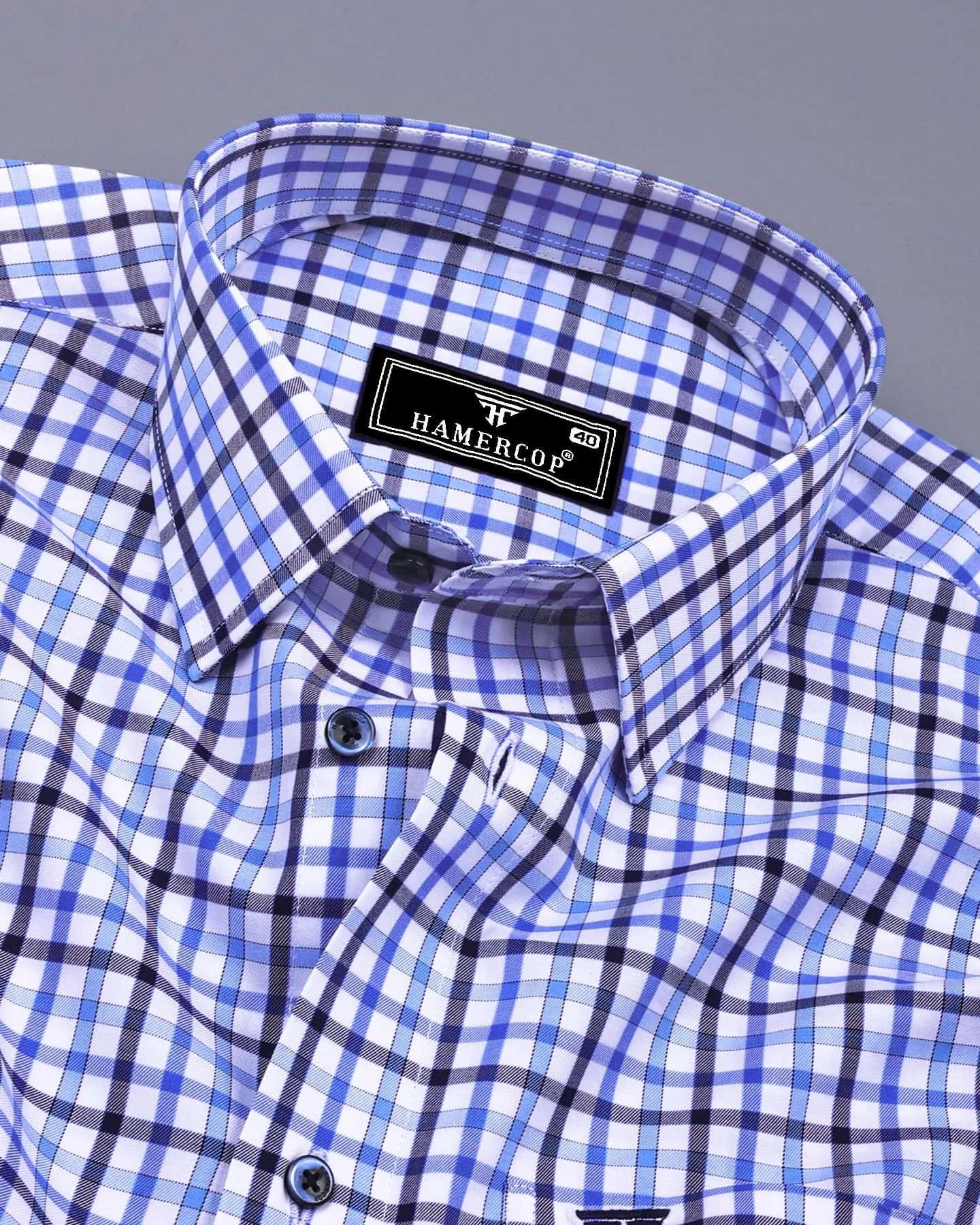 Atlas Blue With White Twill Check Premium Cotton Shirt