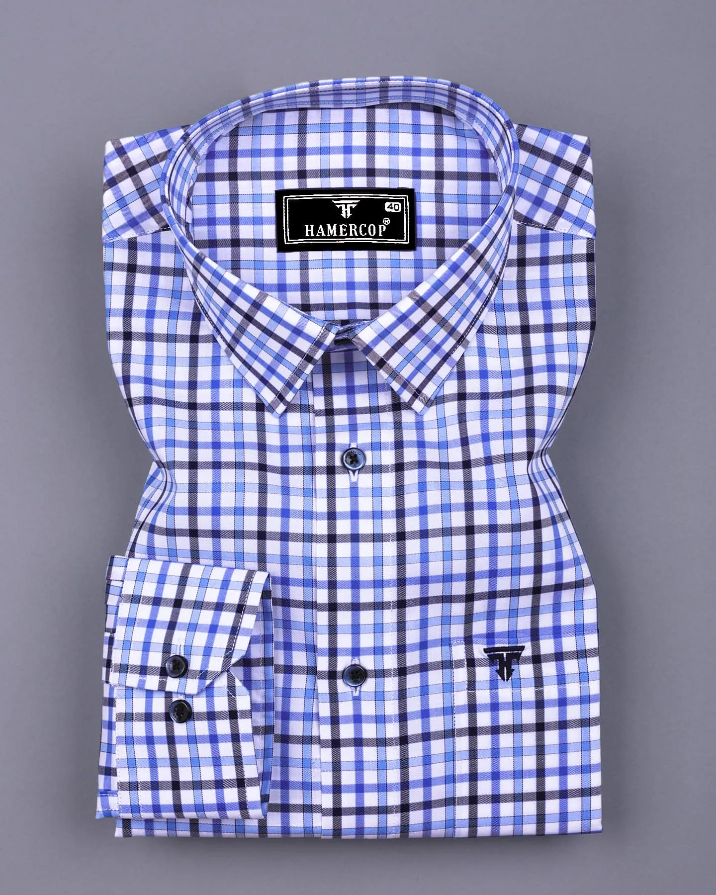 Atlas Blue With White Twill Check Premium Cotton Shirt