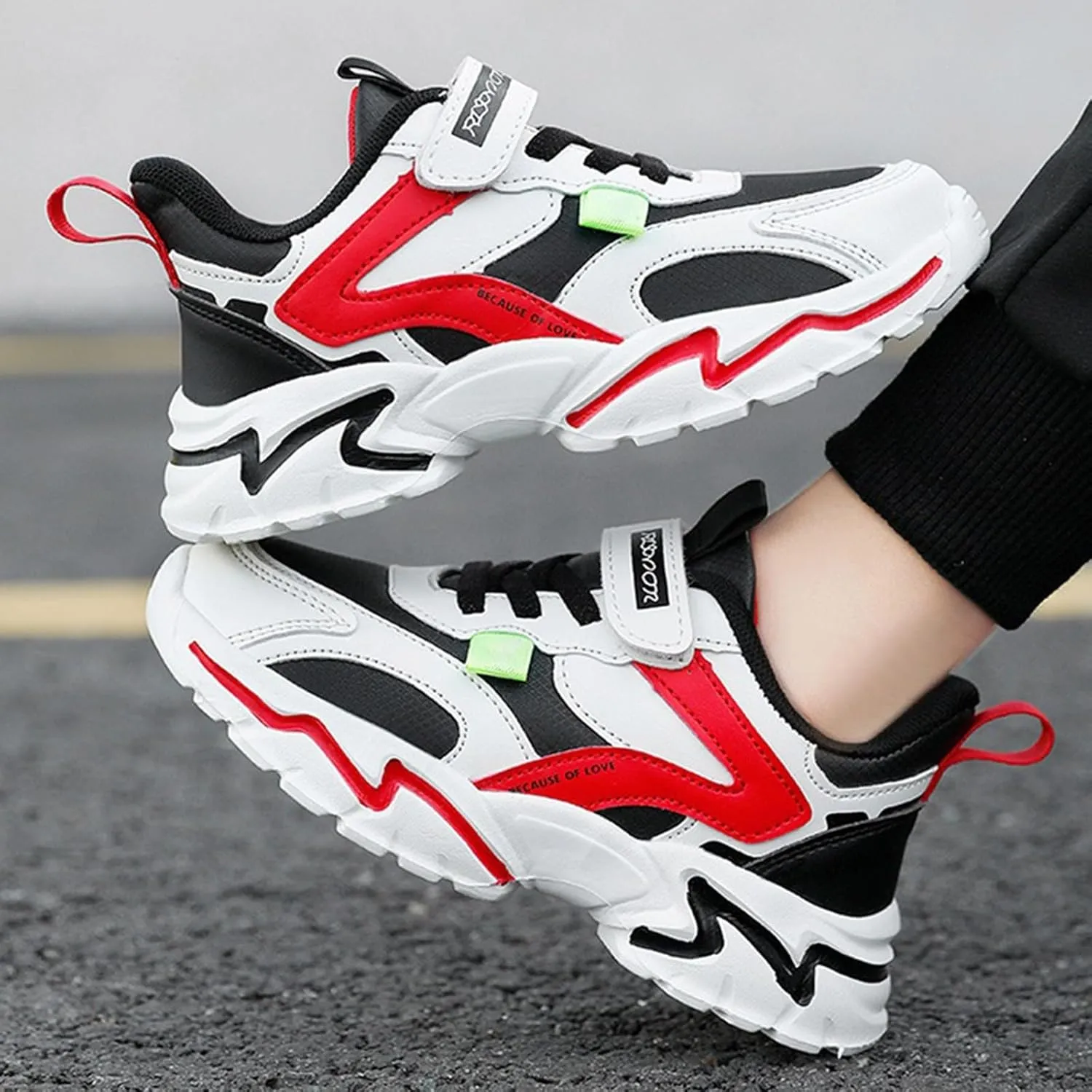 Boys Girls Sneakers Kids Lightweight Breathable Adjustable Athletic Running Shoes for Athletic Shoes Youth Boys