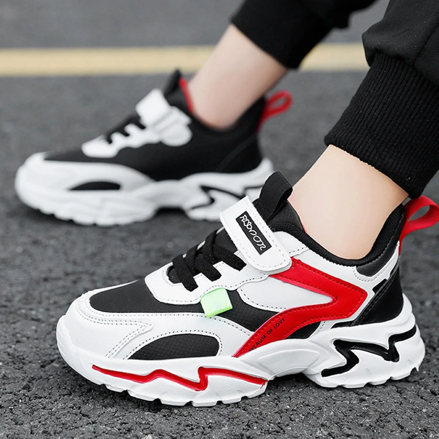 Boys Girls Sneakers Kids Lightweight Breathable Adjustable Athletic Running Shoes for Athletic Shoes Youth Boys