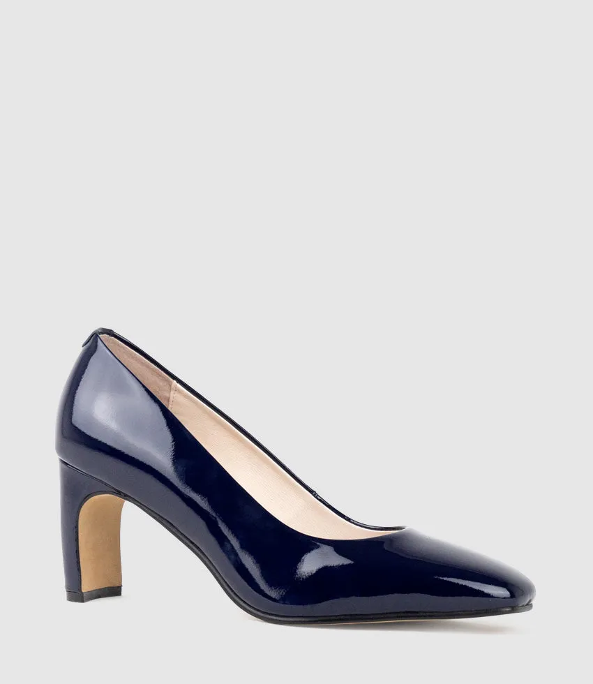 BRYCE70 Square Toe Pump in Navy Patent