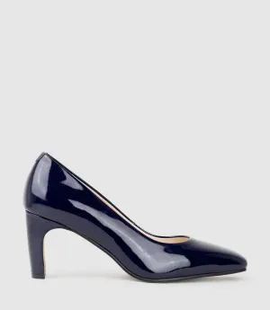 BRYCE70 Square Toe Pump in Navy Patent