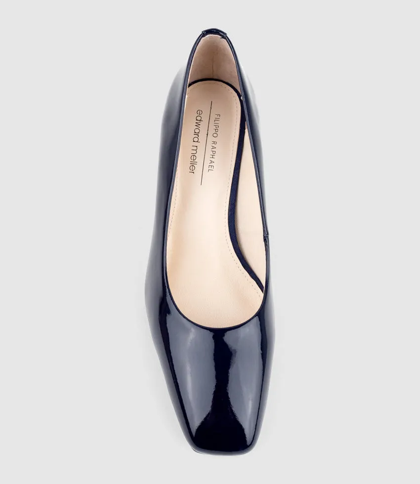 BRYCE70 Square Toe Pump in Navy Patent