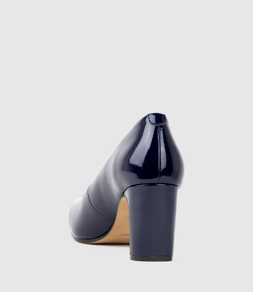 BRYCE70 Square Toe Pump in Navy Patent
