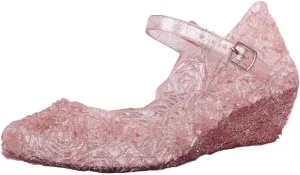 Chunky Jelly Sandals Kids Girls Dress Up Mary Jane lats Party Dance Single Shoes with Strap Princess Sandals