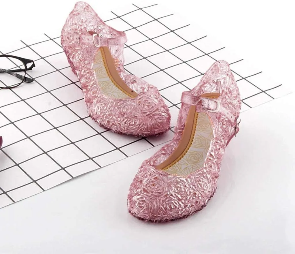 Chunky Jelly Sandals Kids Girls Dress Up Mary Jane lats Party Dance Single Shoes with Strap Princess Sandals