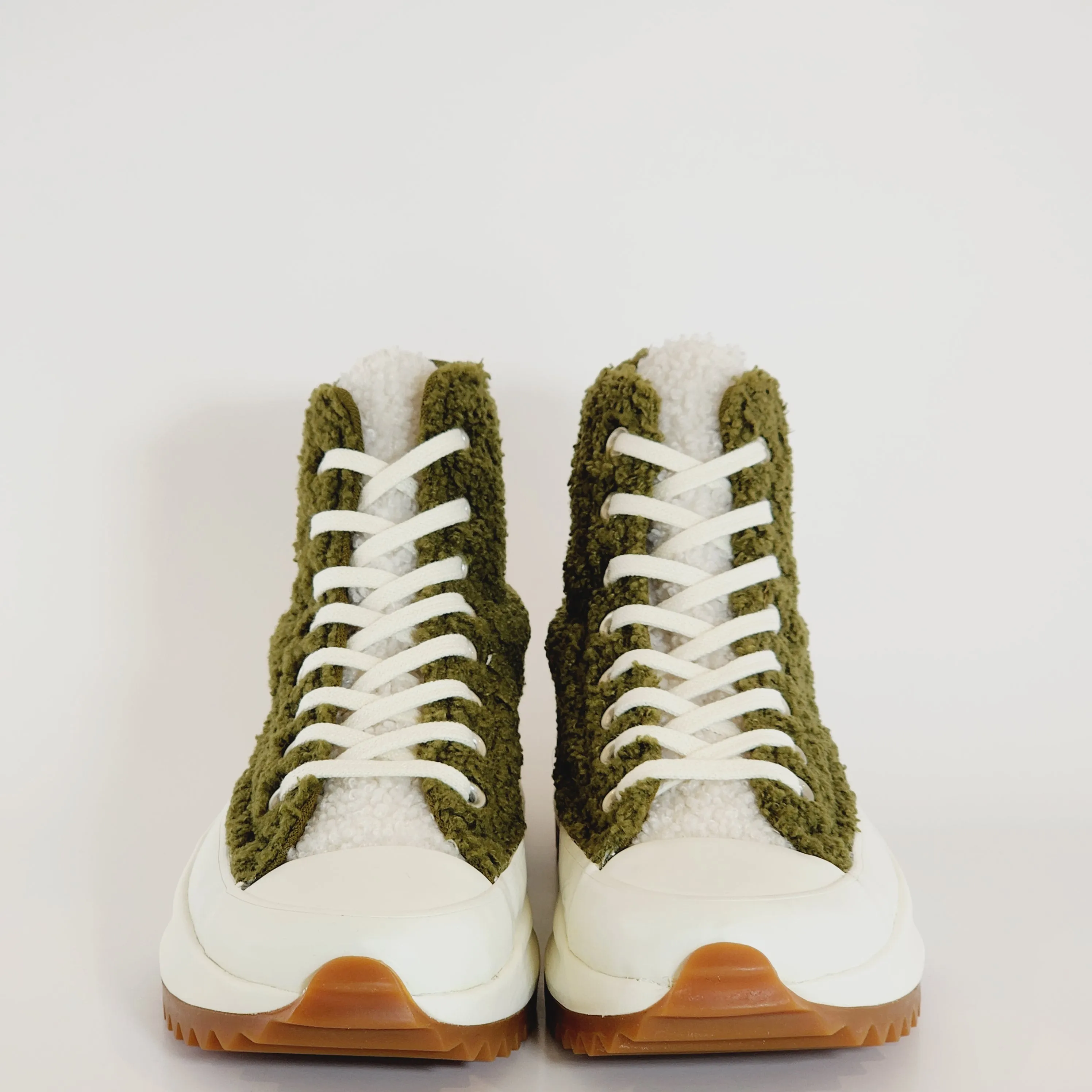 Converse Run Star Hike Hi Sherpa Dark Moss Women's Platform Sneakers 573197C NWT