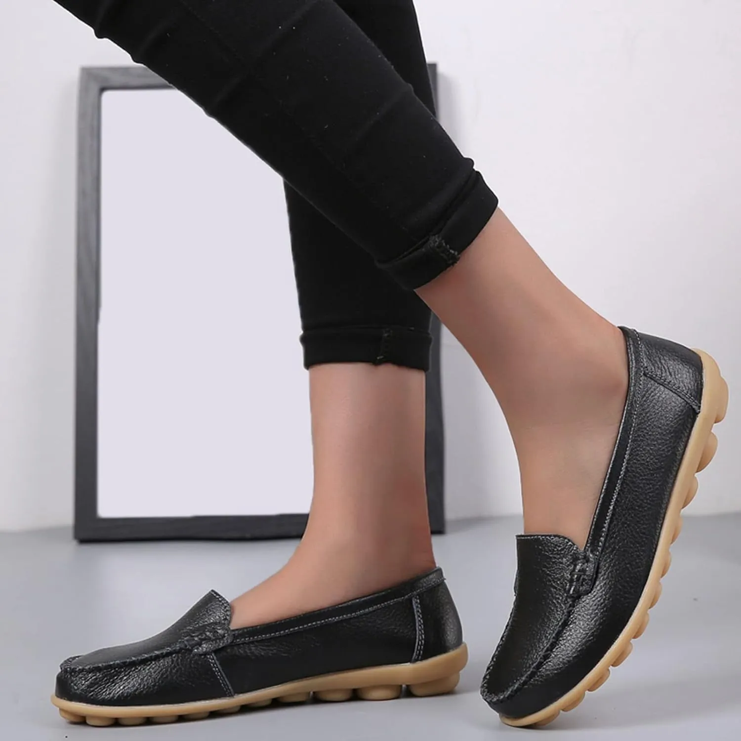 CsgrFagr Fashion Womens Breathable Lace Up Shoes Flats Casual Shoes Casual Training Shoes (Black, 7.5)
