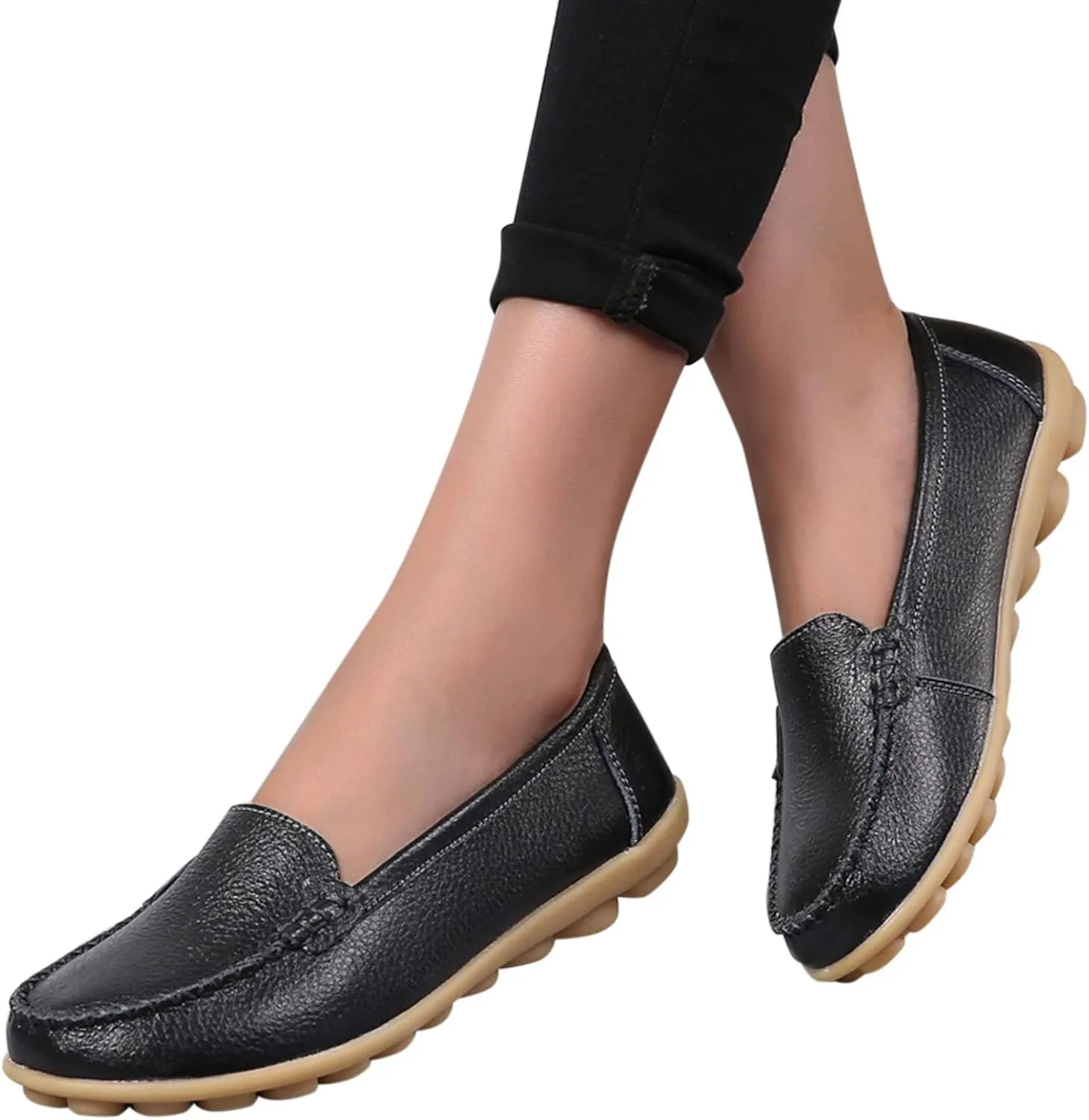 CsgrFagr Fashion Womens Breathable Lace Up Shoes Flats Casual Shoes Casual Training Shoes (Black, 7.5)