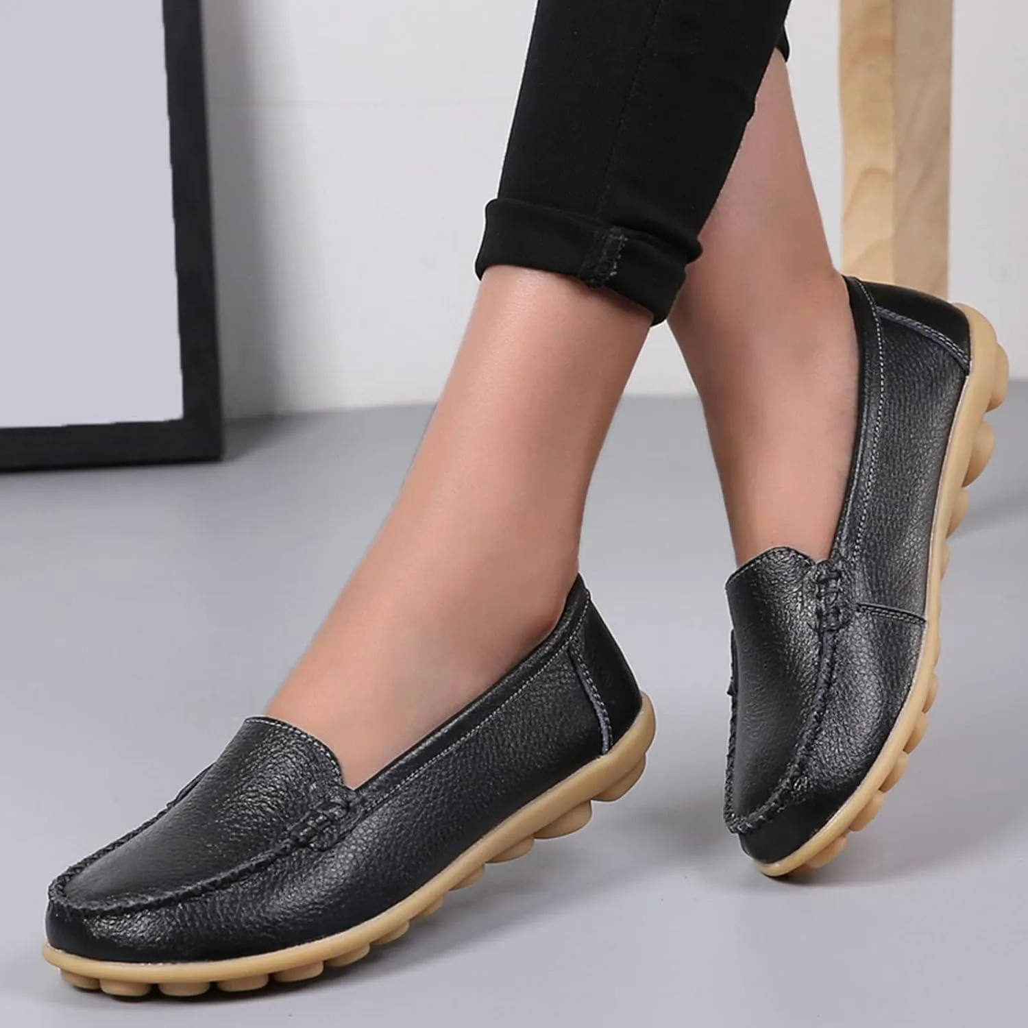 CsgrFagr Fashion Womens Breathable Lace Up Shoes Flats Casual Shoes Casual Training Shoes (Black, 7.5)