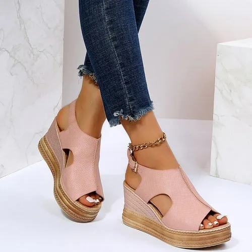Cut Out Glitter Casual Wedges