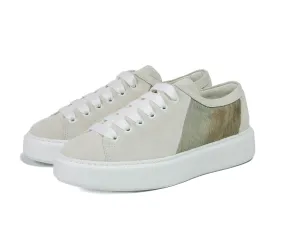 Earth Stripe Hair-on-hide Trainer with White Suede Leather