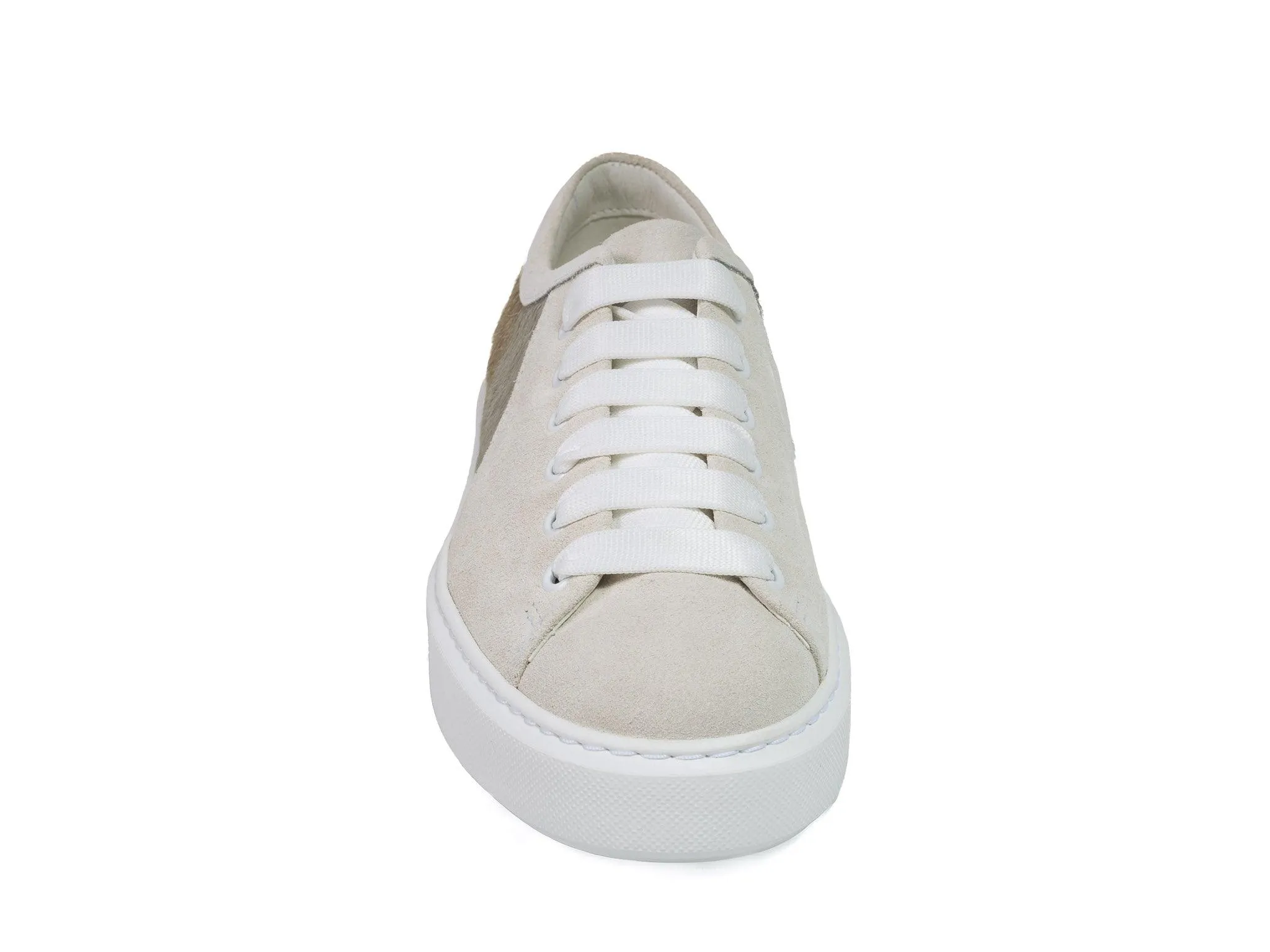 Earth Stripe Hair-on-hide Trainer with White Suede Leather
