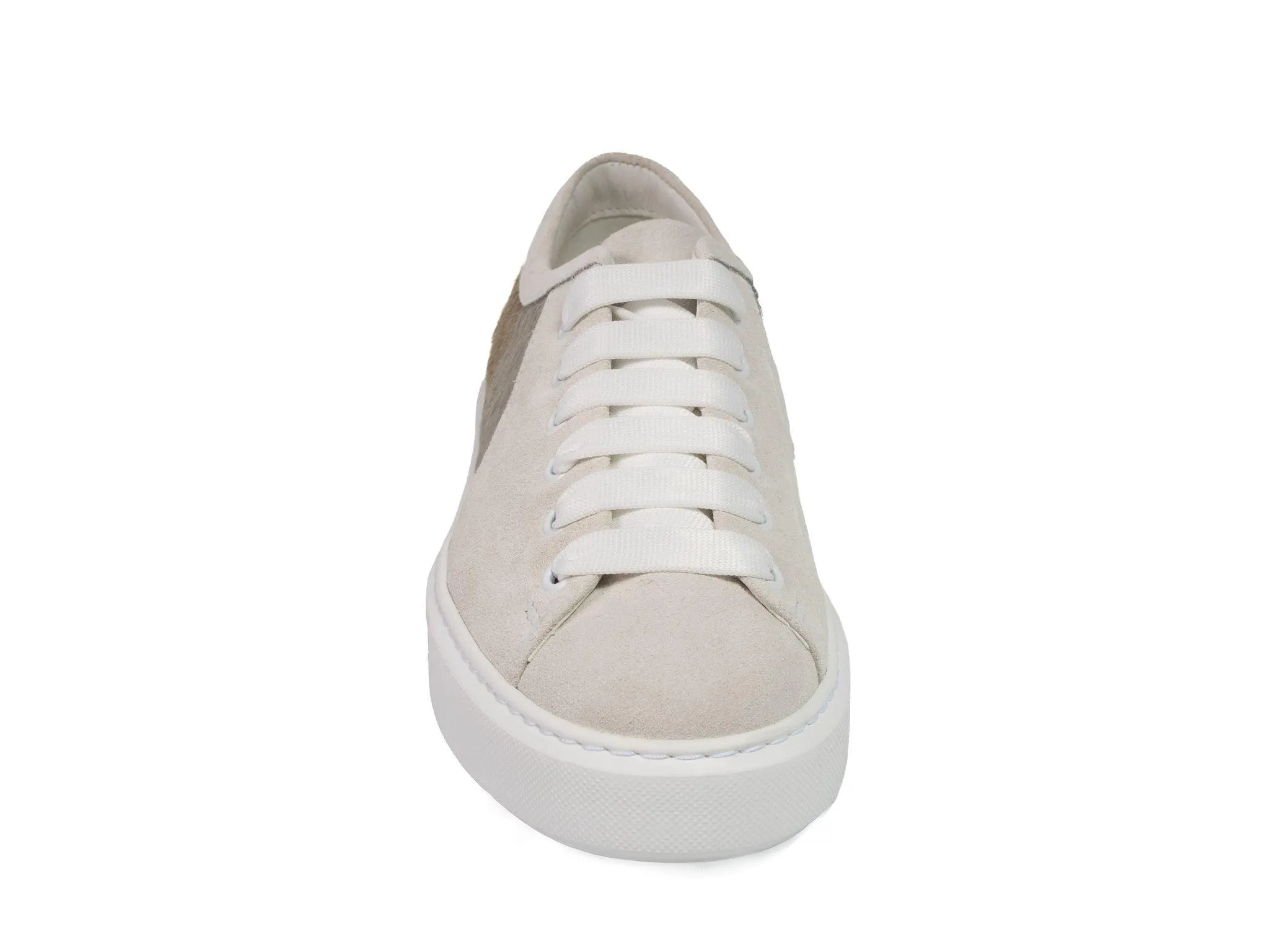 Earth Stripe Hair-on-hide Trainer with White Suede Leather
