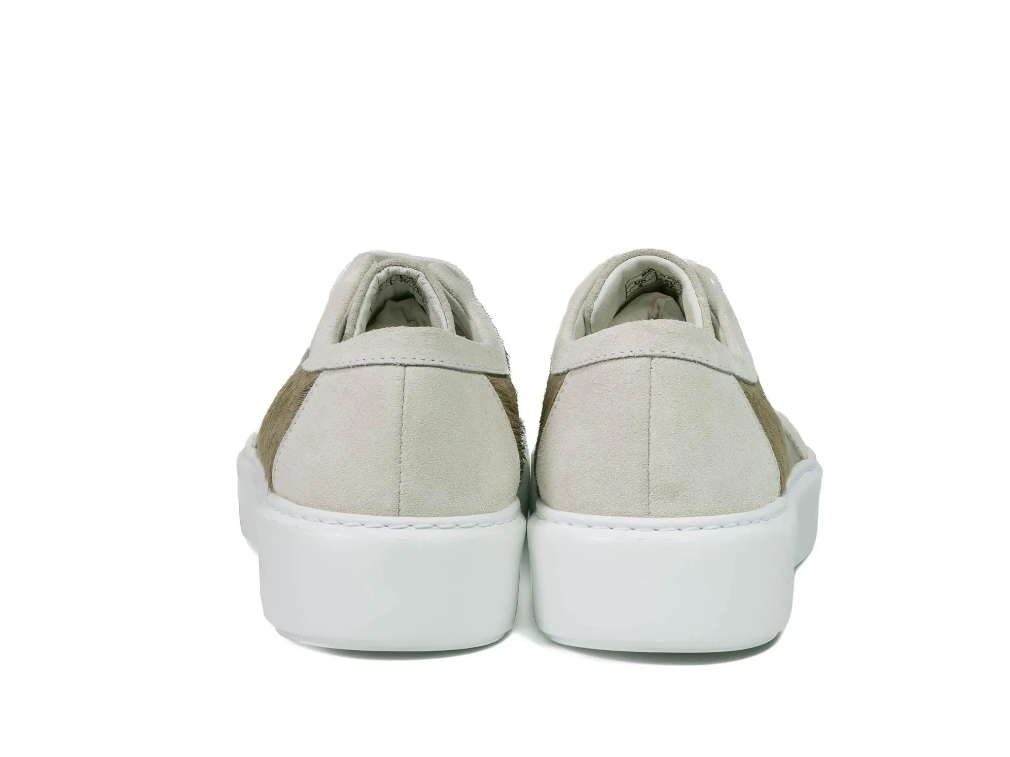 Earth Stripe Hair-on-hide Trainer with White Suede Leather