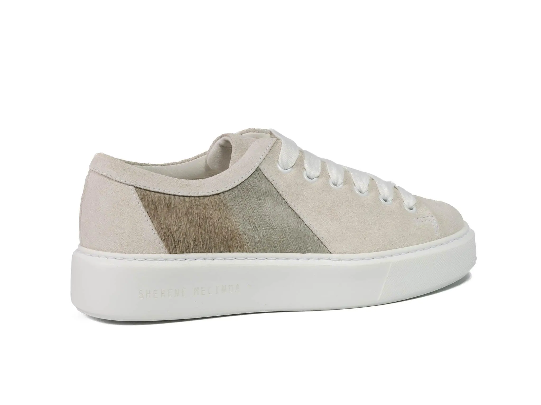 Earth Stripe Hair-on-hide Trainer with White Suede Leather