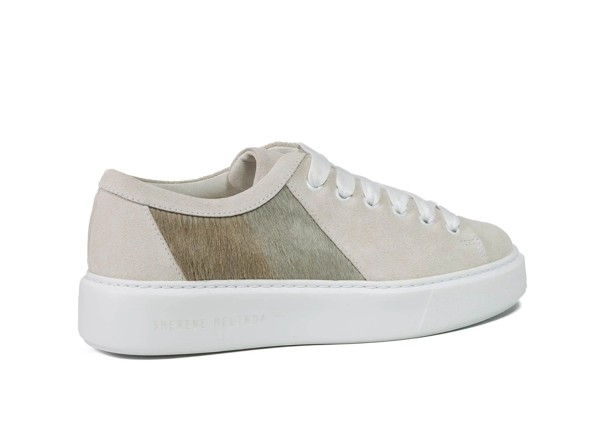 Earth Stripe Hair-on-hide Trainer with White Suede Leather