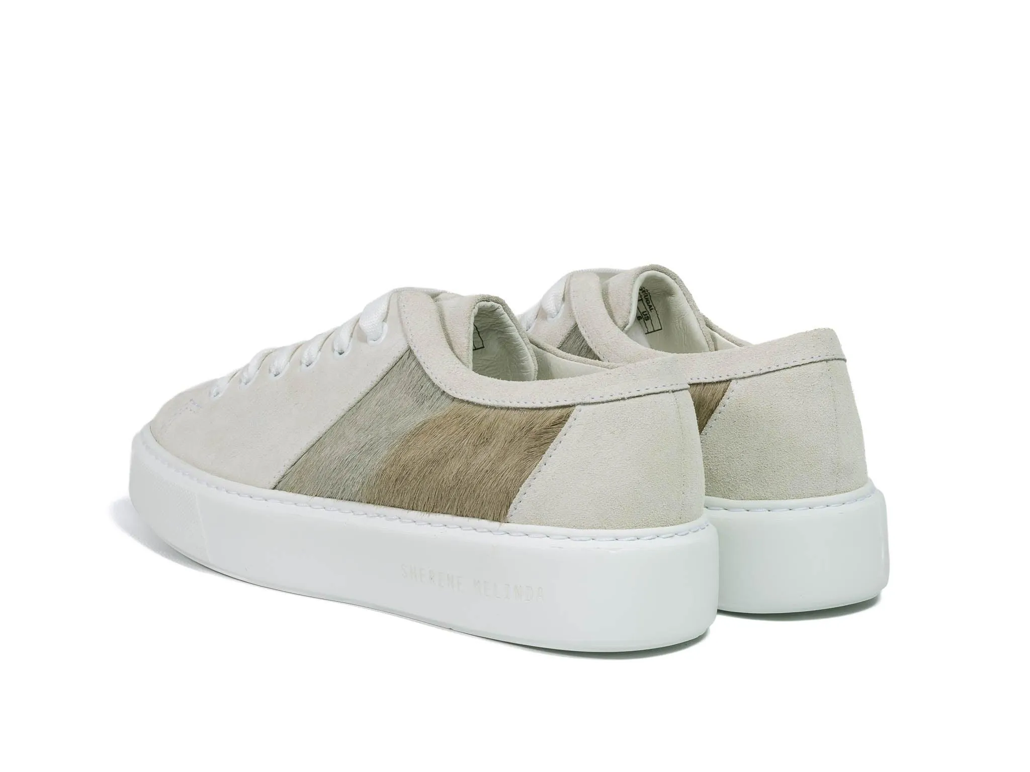 Earth Stripe Hair-on-hide Trainer with White Suede Leather