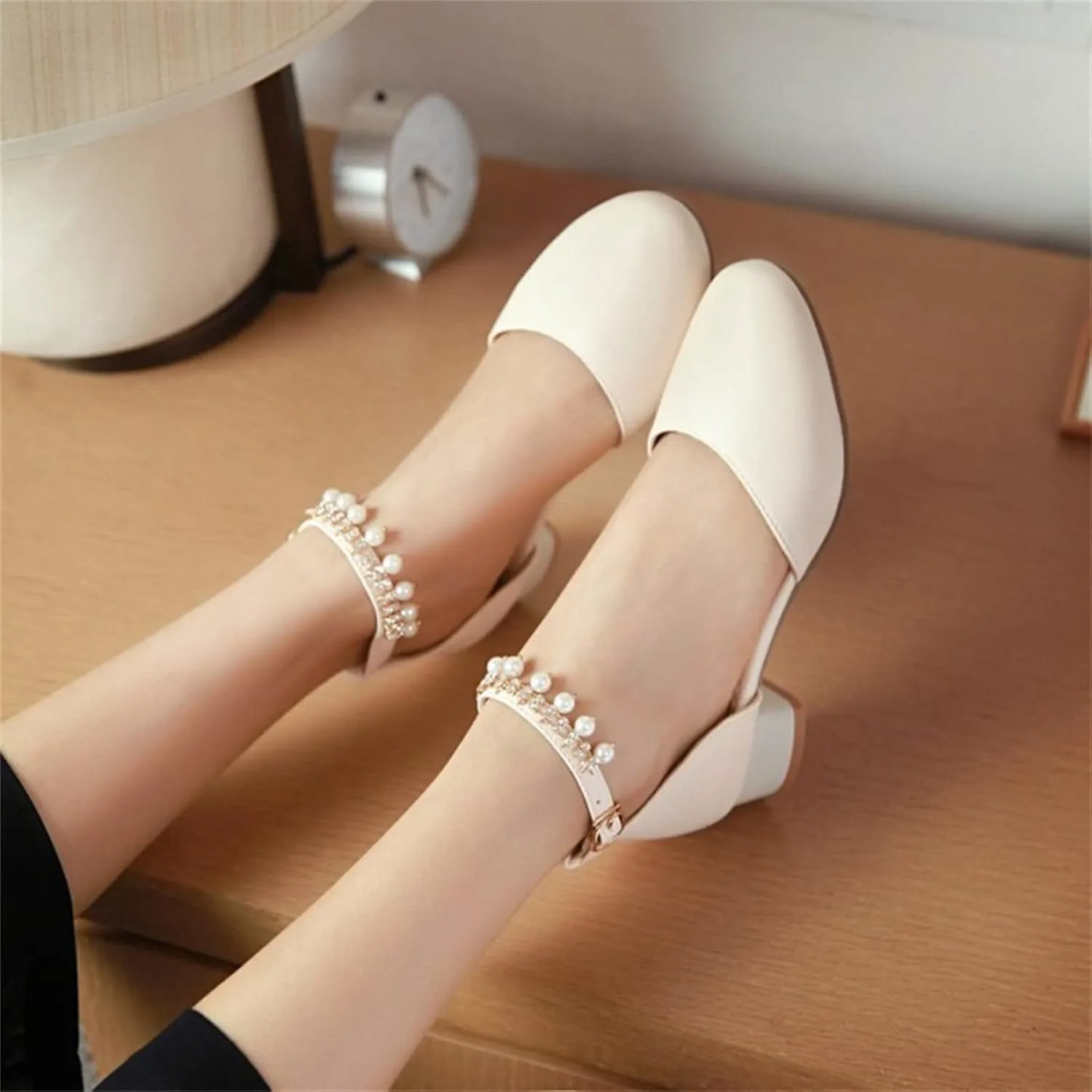 Flower Girls Dress Shoes Kids Closed Toe Chunky High Heels Mary Jane Ankle Strap Wedding Party Princess Shoes