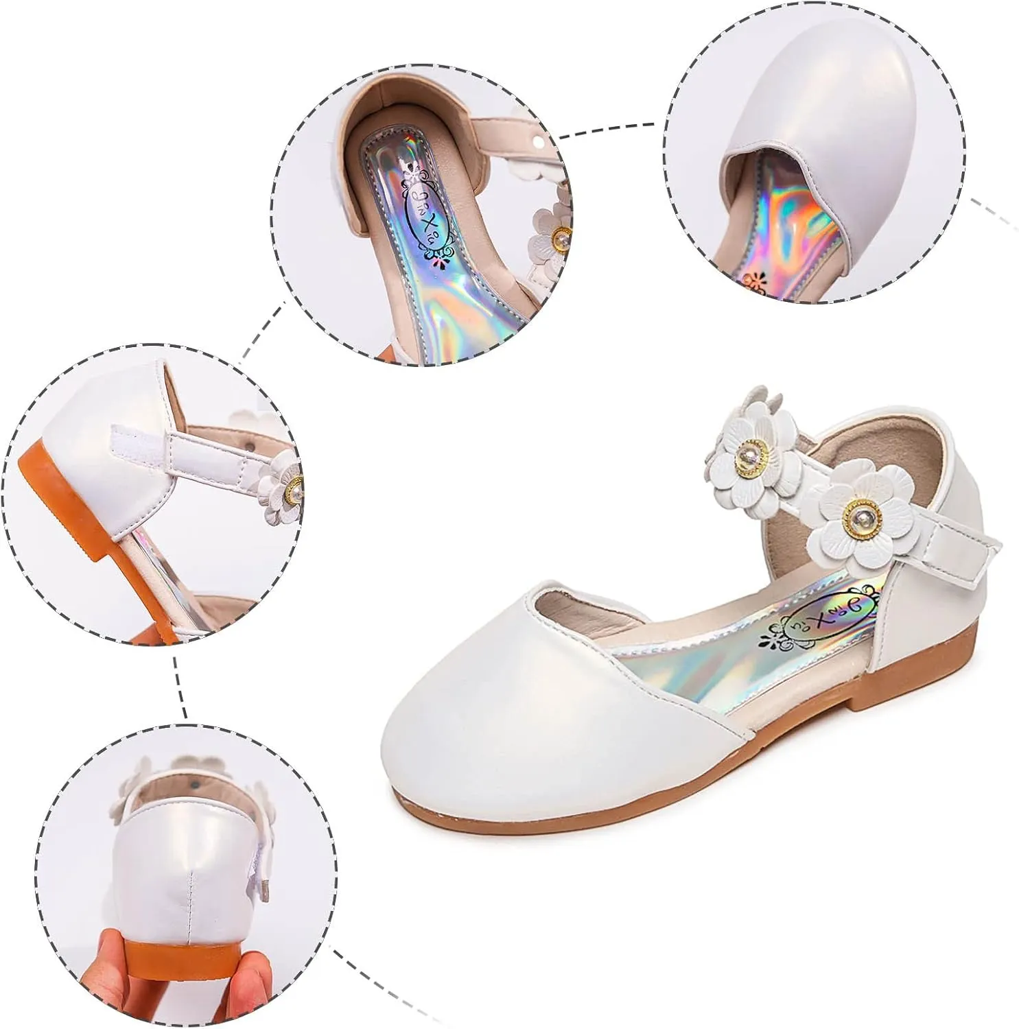 Flower Girls Dress Shoes Toddler Kids Wedding Party School Glitter Mary Jane Dance Pumps Sandals for Formal Prom