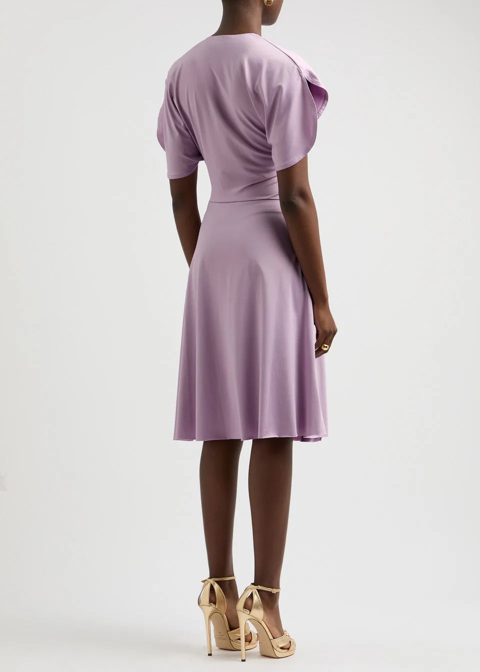 Gathered Detail Crewneck Dress