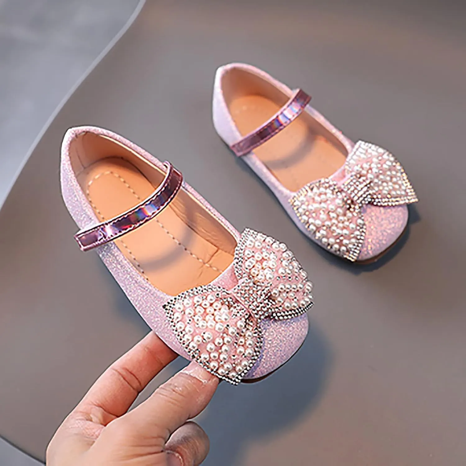 Girls Glitter Dress Shoes Mary Jane Ballet Flat for Party Wedding School Toddler Kids Evening Gown Feast Dress