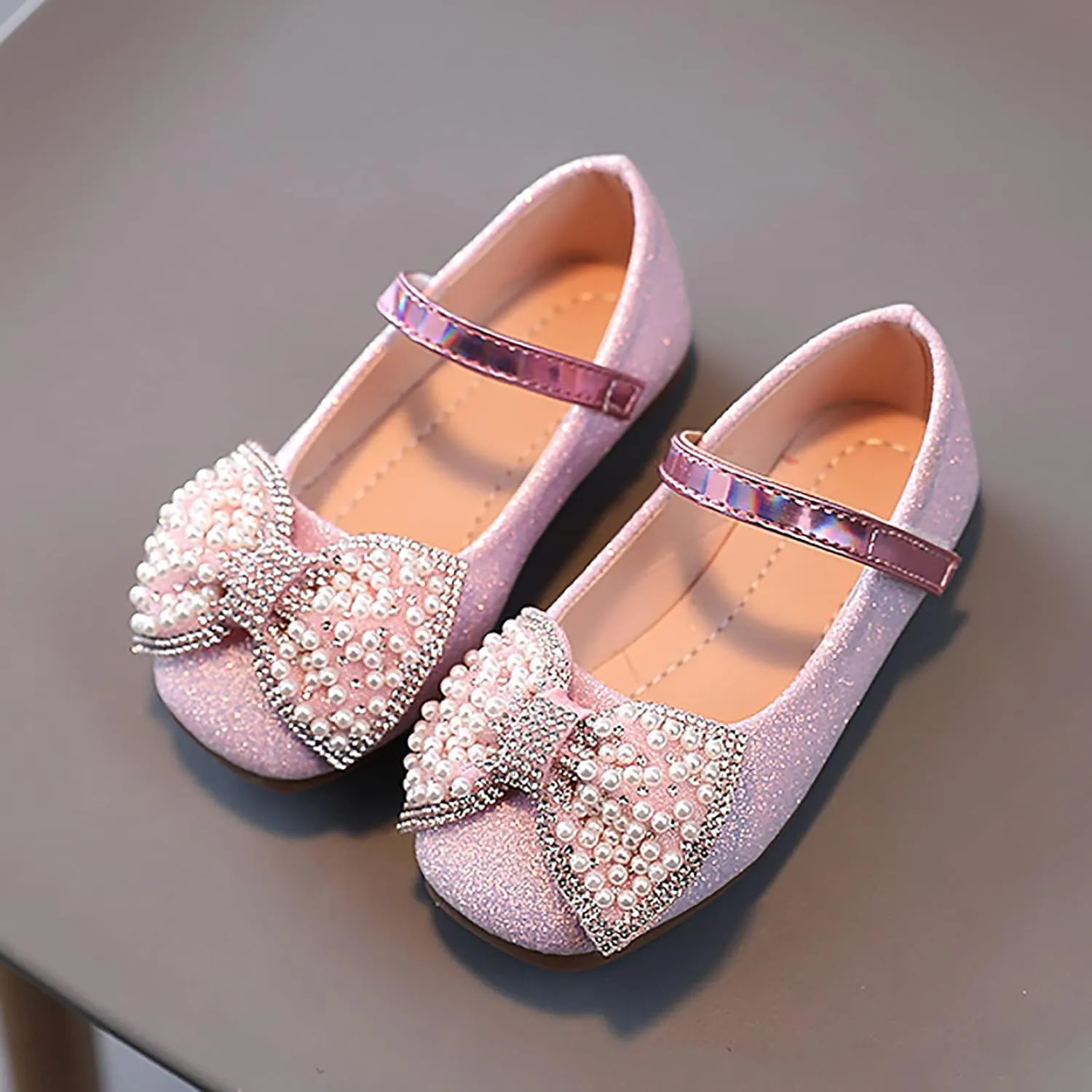 Girls Glitter Dress Shoes Mary Jane Ballet Flat for Party Wedding School Toddler Kids Evening Gown Feast Dress