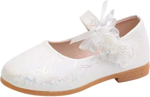 Girls Mary Jane Communion Shoes Flower Girls Ballerina Flat Princess Dress Shoes for School/Wedding/Party/Feast