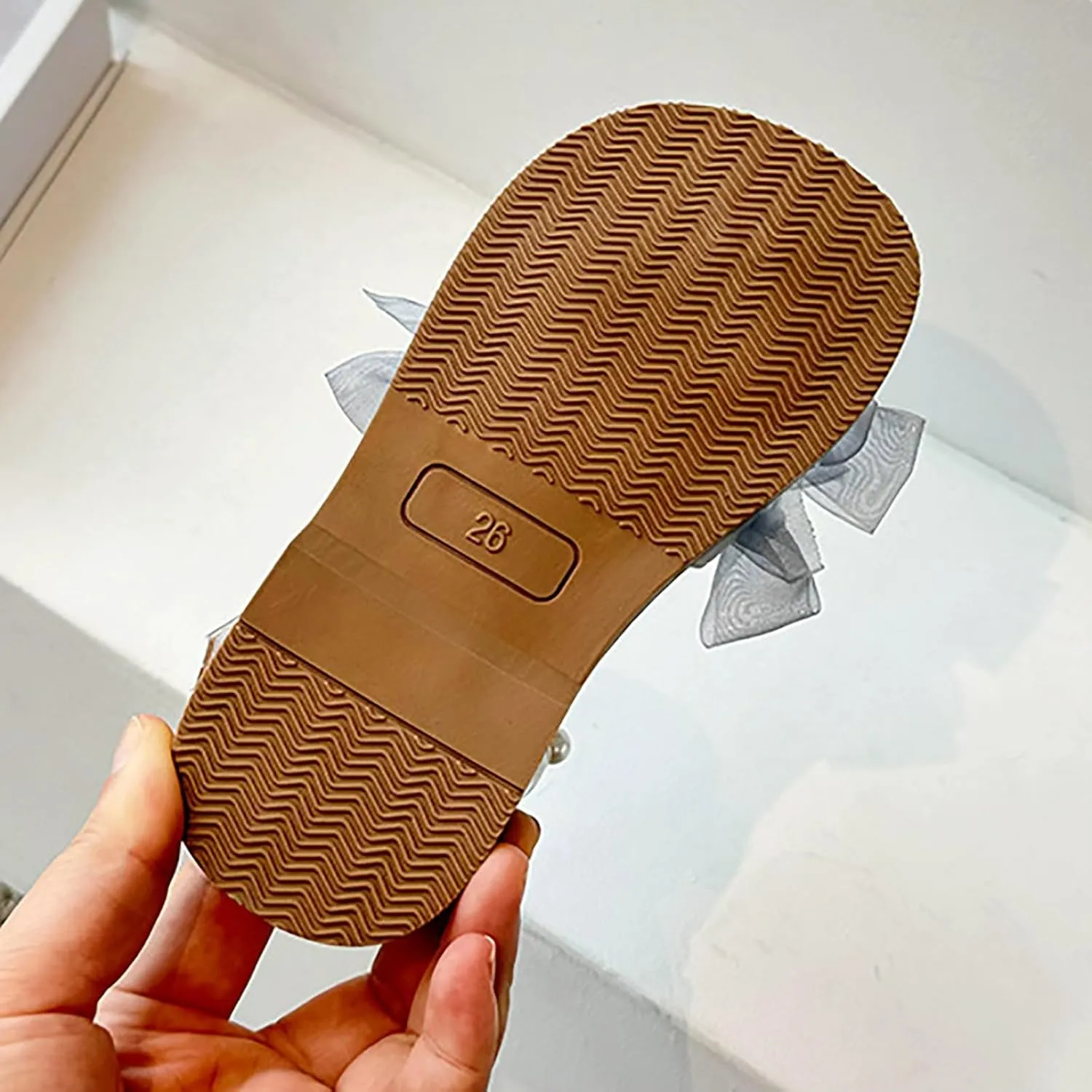 Girls Mesh Pearl Flat Sandals Open Toe Pearl Strap Bridesmaid Party Dress Shoes Kids Toddler Cute Formal Shoes
