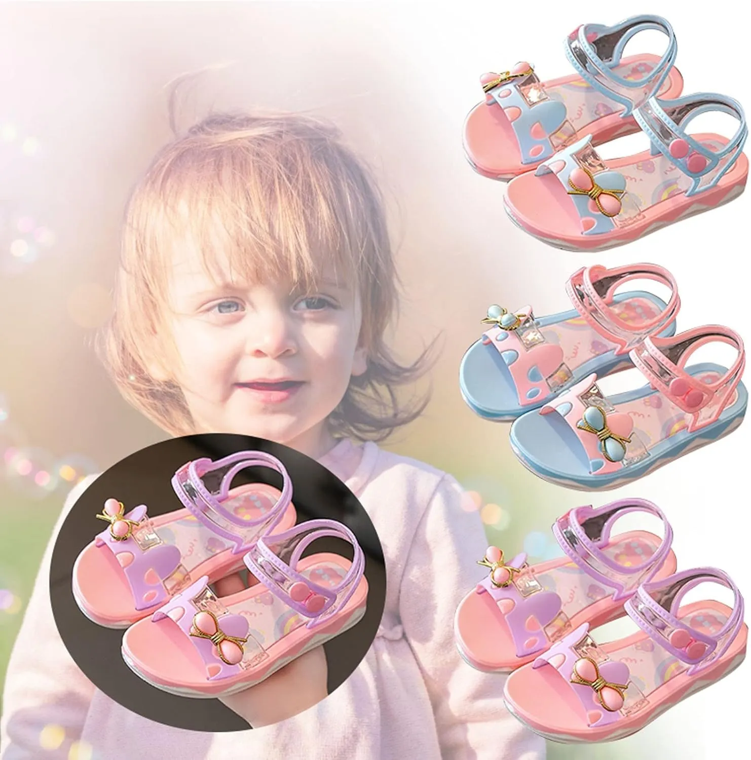 Girls Open Toe Bow Sandals Toddler Kids Soft Sole Cute Sweet Jelly Shoes for Girls Sandals Princess Casual Shoes