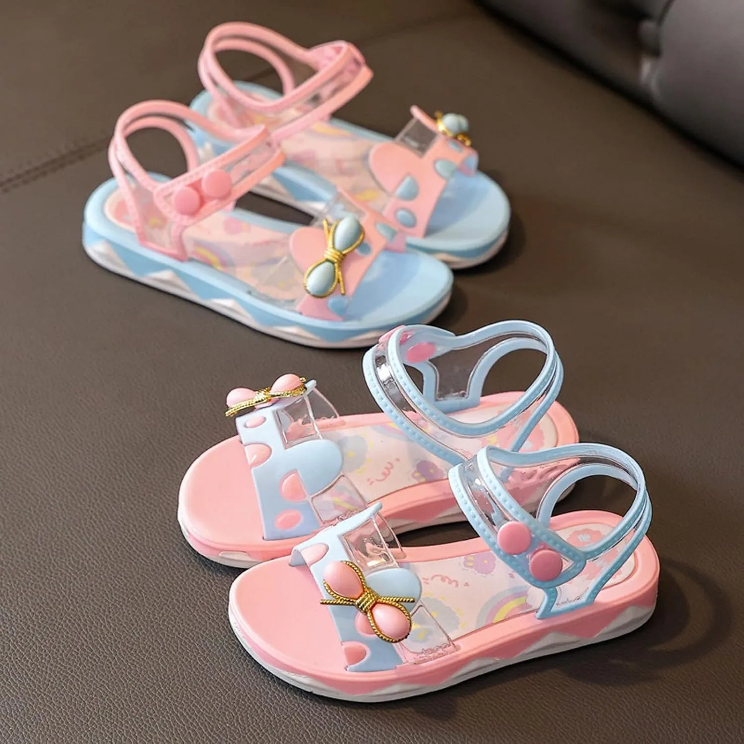 Girls Open Toe Bow Sandals Toddler Kids Soft Sole Cute Sweet Jelly Shoes for Girls Sandals Princess Casual Shoes