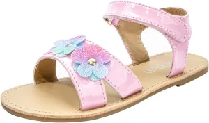 Girls Open Toe Flat Sandals with Cute Flower Breathable Open Toe Wedding Shoes for Kids Knee High Slipper Girls