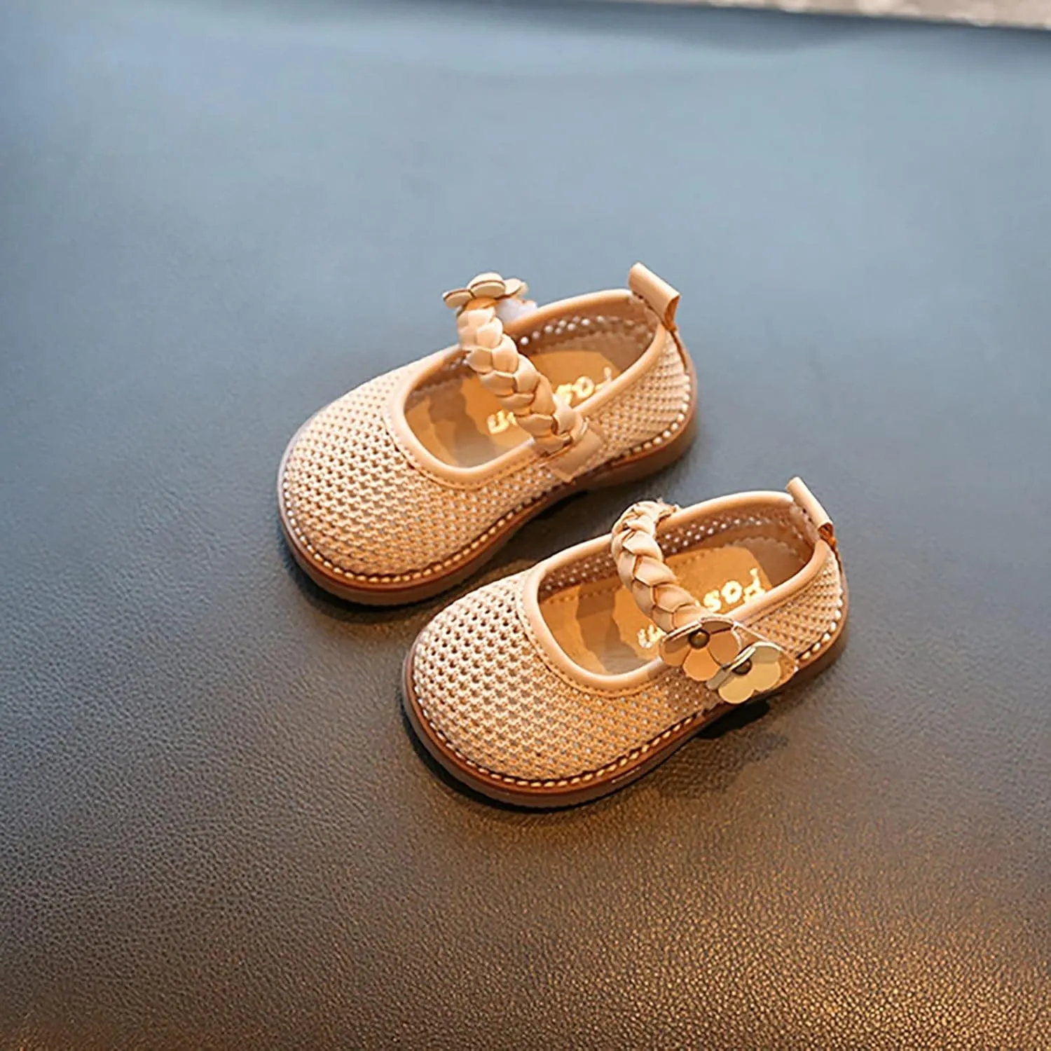 Infant Baby Girls Lightweight Sandals Flower Pattern Woven Sandals Breathable Casual First Walking Shoes