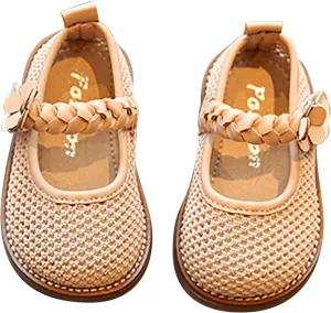 Infant Baby Girls Lightweight Sandals Flower Pattern Woven Sandals Breathable Casual First Walking Shoes