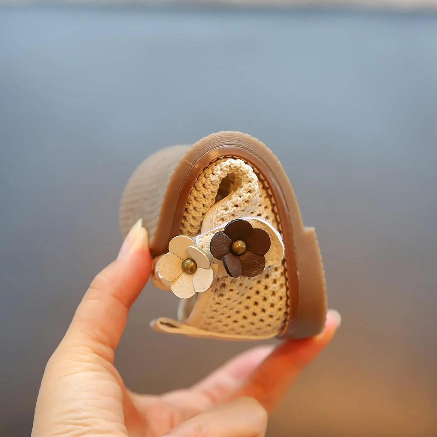 Infant Baby Girls Lightweight Sandals Flower Pattern Woven Sandals Breathable Casual First Walking Shoes
