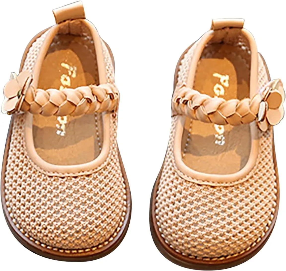 Infant Baby Girls Lightweight Sandals Flower Pattern Woven Sandals Breathable Casual First Walking Shoes