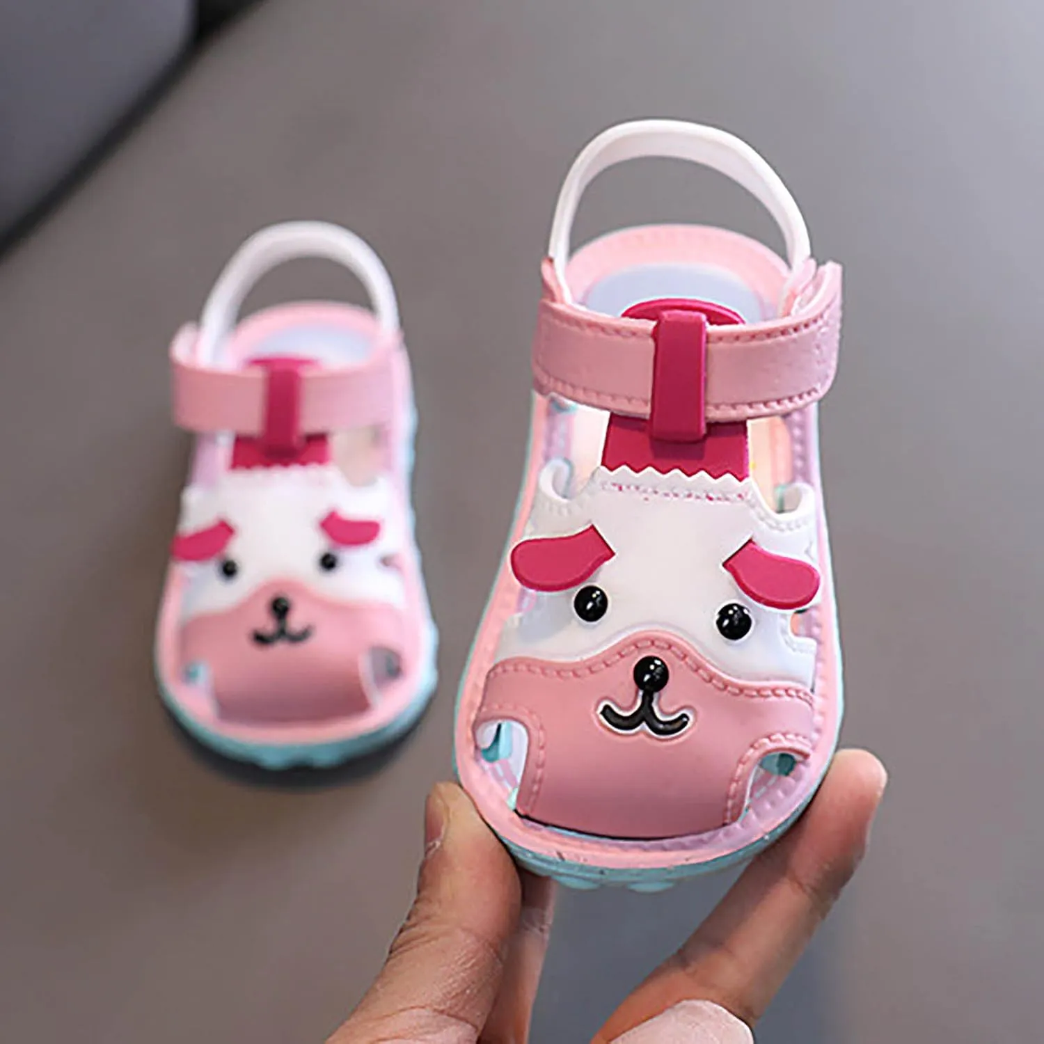 Infant Boys Girls Anti Slip Cartoon Dog Sandals for Outdoor Walking Closed Toe Soft Sole Sandals for 2025 Summer