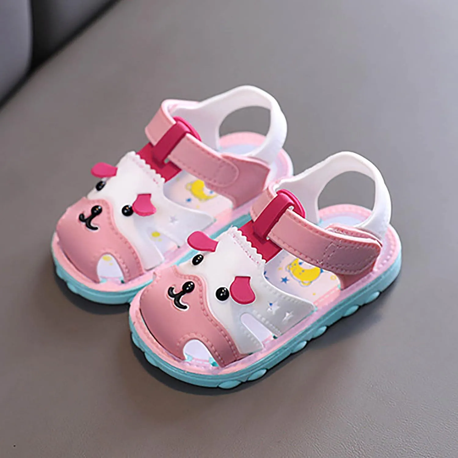 Infant Boys Girls Anti Slip Cartoon Dog Sandals for Outdoor Walking Closed Toe Soft Sole Sandals for 2025 Summer