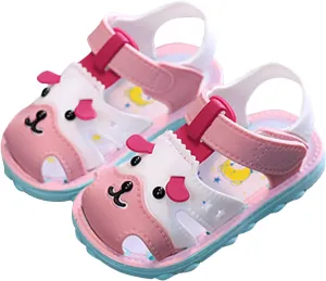 Infant Boys Girls Anti Slip Cartoon Dog Sandals for Outdoor Walking Closed Toe Soft Sole Sandals for 2025 Summer