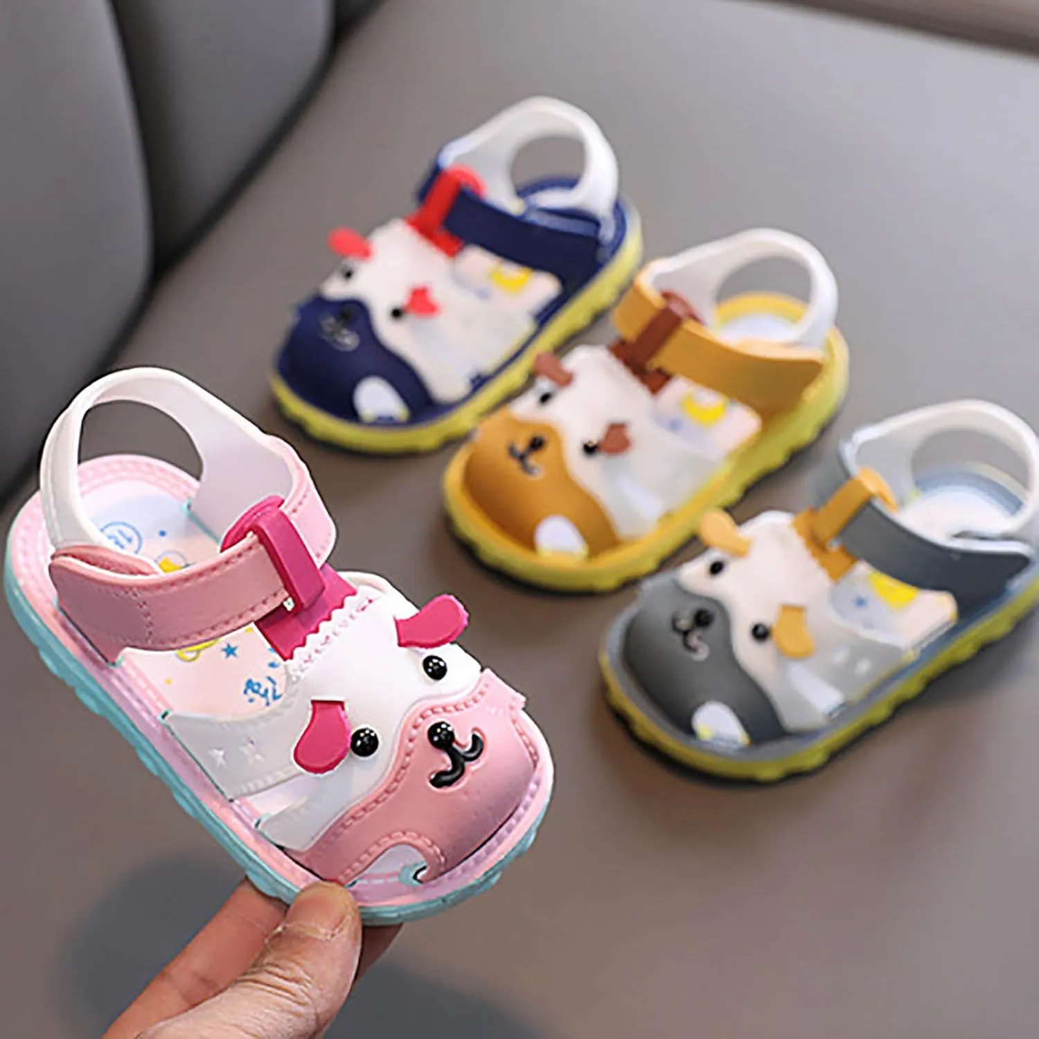 Infant Boys Girls Anti Slip Cartoon Dog Sandals for Outdoor Walking Closed Toe Soft Sole Sandals for 2025 Summer