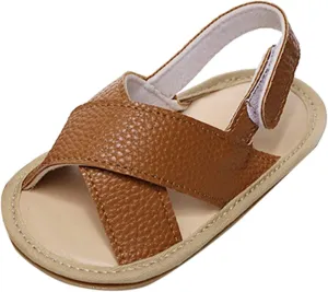 Infant Boys Girls Open Toe Solid Shoes Toddler First Walking Soft Sole Flat Sandals Bowknot Princess Beach Water Shoes