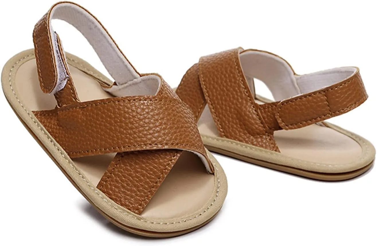 Infant Boys Girls Open Toe Solid Shoes Toddler First Walking Soft Sole Flat Sandals Bowknot Princess Beach Water Shoes