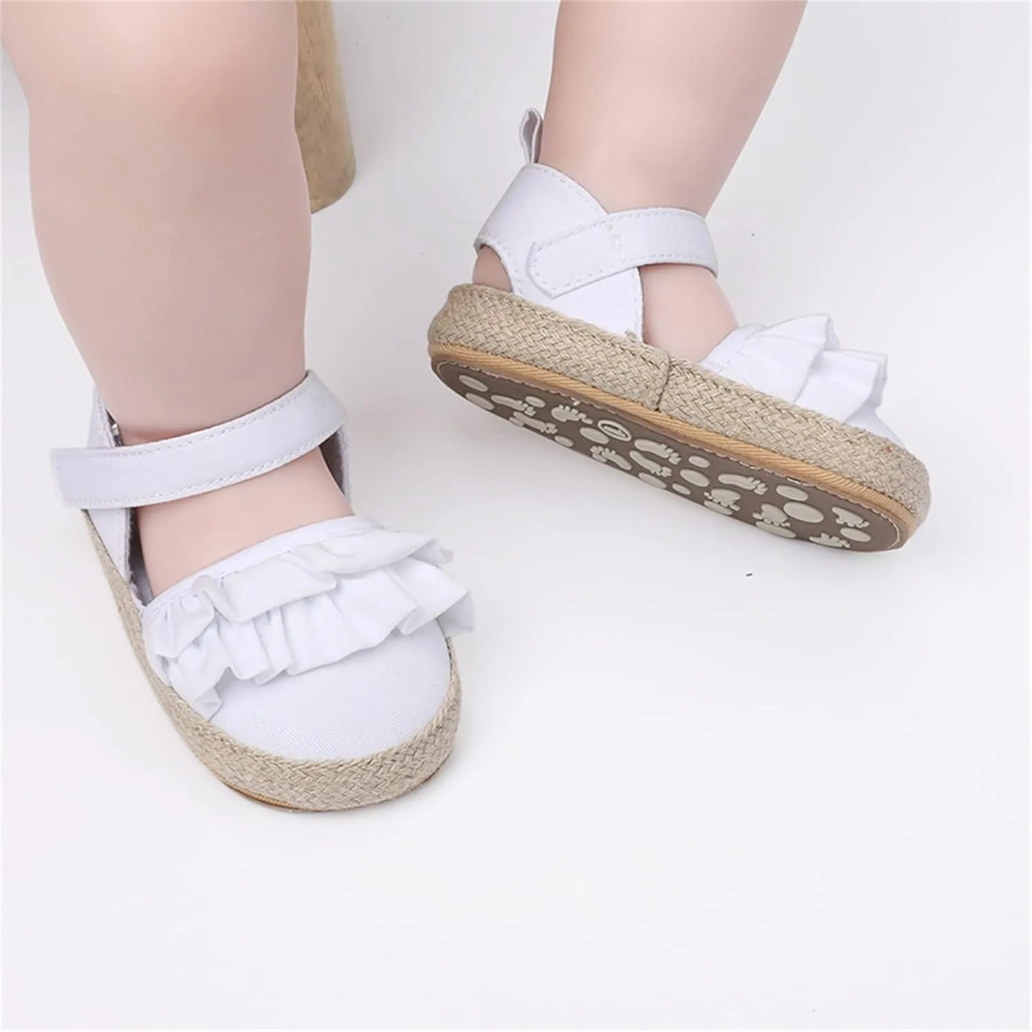 Infant Girls Ruffles First Walking Shoes Toddler Closed Toe Soft Flat Sandals Baby Cute Sweet 2025 Dress Shoes