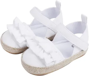 Infant Girls Ruffles First Walking Shoes Toddler Closed Toe Soft Flat Sandals Baby Cute Sweet 2025 Dress Shoes