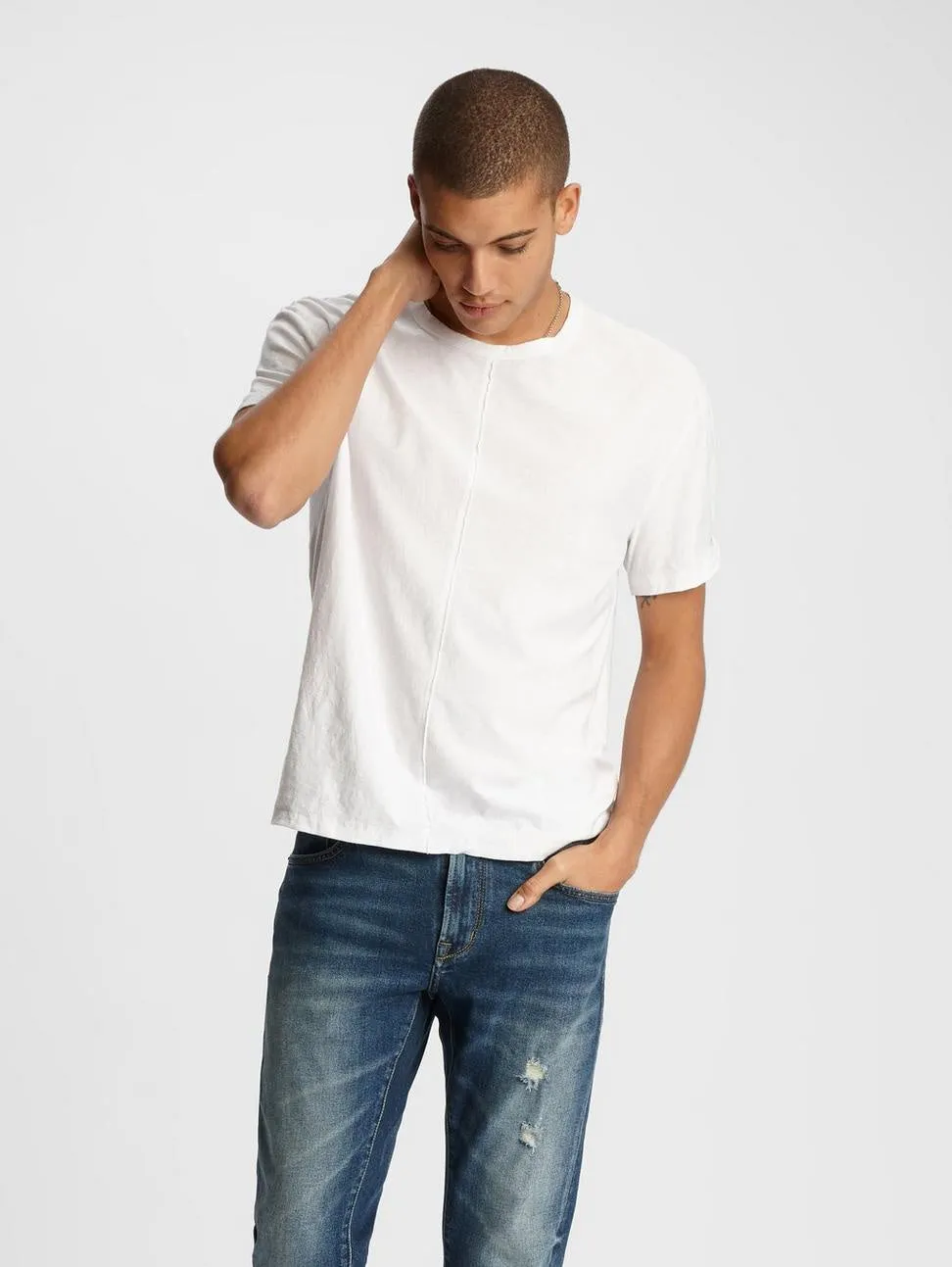 John Varvatos MORRISON S/S CRINKLE CREW White