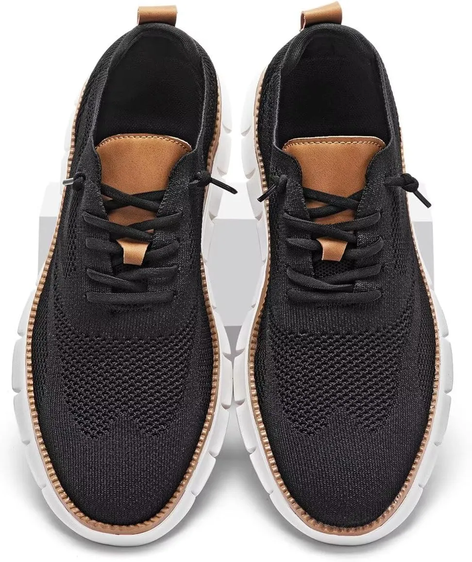 Kundork Men's Casual Dress Shoes Comfort Walking Shoes Mesh Knit Lightweight Breathable Sneakers