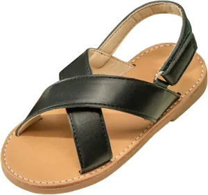 Little Girls Slip On Flat Sandals Open Toe Non-Slip Summer Fashion Beach Pool Casual Shoes with Adjustable Straps